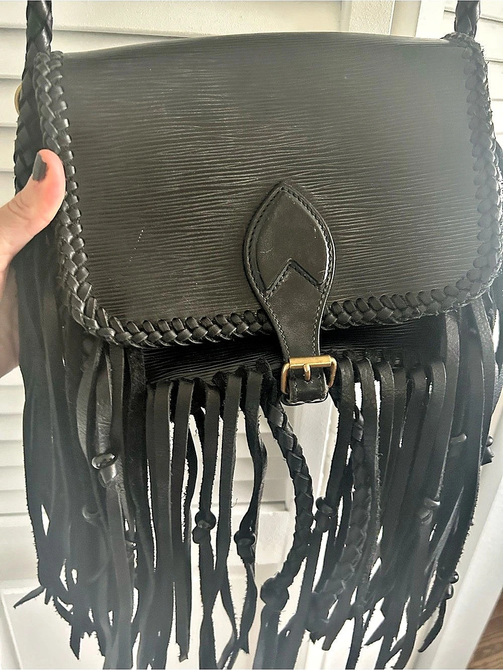 Louis Vuitton Black Leather Fringe Shoulder Bag
